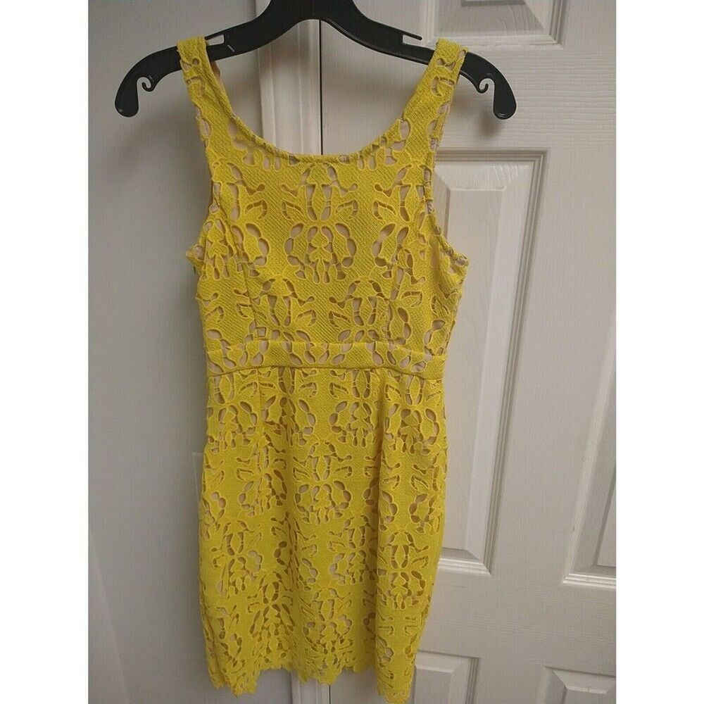 Banana Republic Embroidered Sleeveless Dress 00p Yellow Boho Feminin Cottagecore - Picture 6 of 10